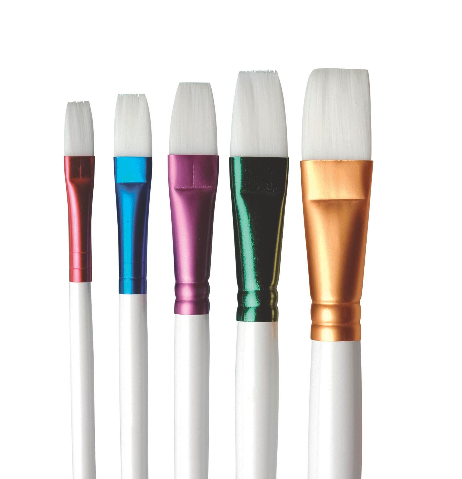 Sax Spectrum Flat Watercolor Paint Brushes with Short Handles, Assorted Sizes, Set of 5 462653